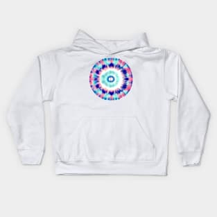 Pink and teal tie dye pattern circle, boho yoga design Kids Hoodie